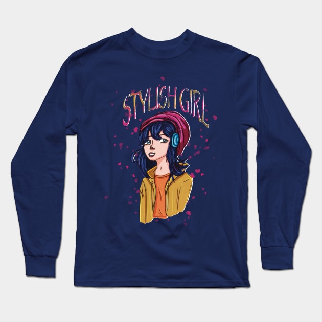 Stylish girl Long Sleeve T-Shirt by Xatutik-Art